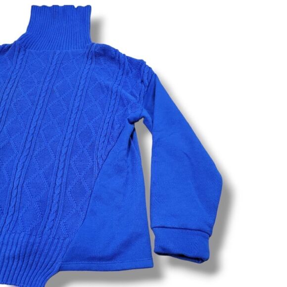 Zara Sweater Size Small Women's Knit Sweater Half Fleece Sweater Cowl Neck Blue - Picture 3 of 6